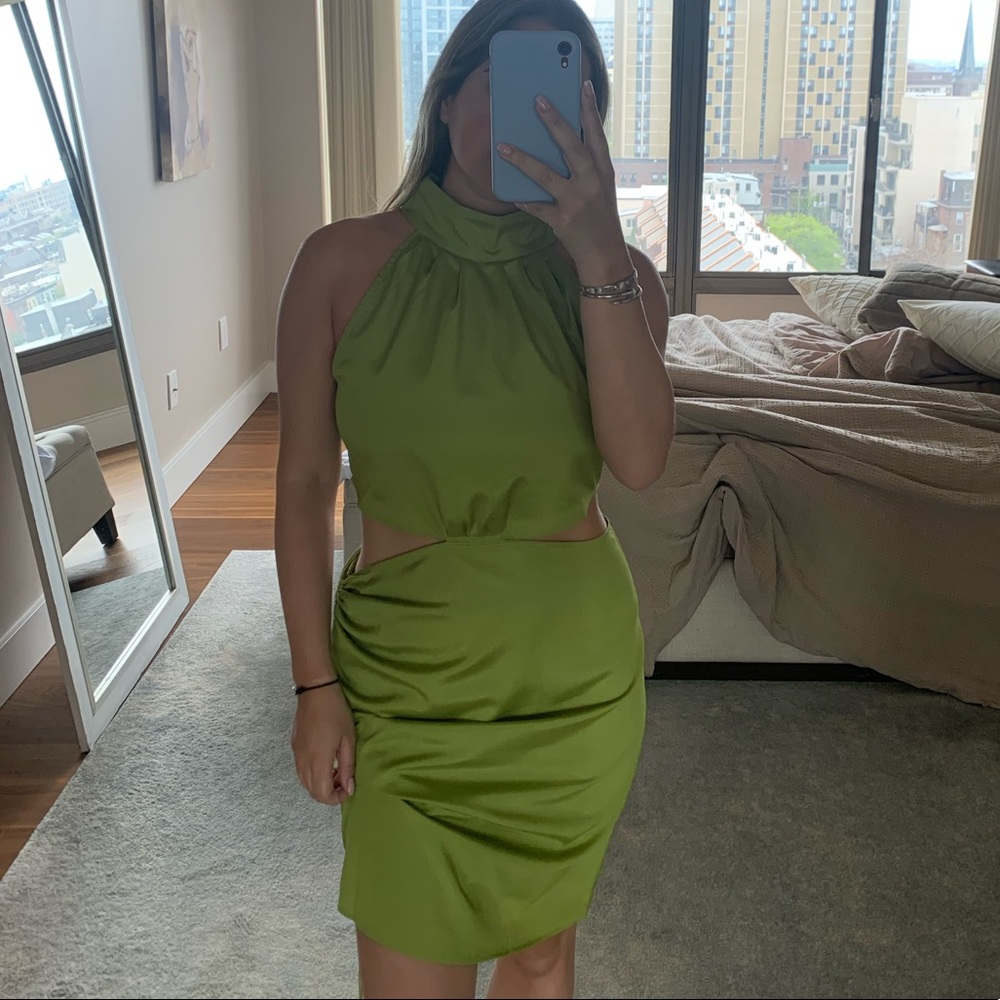 Kendall and Kylie Lime Green Cut-out Dress
